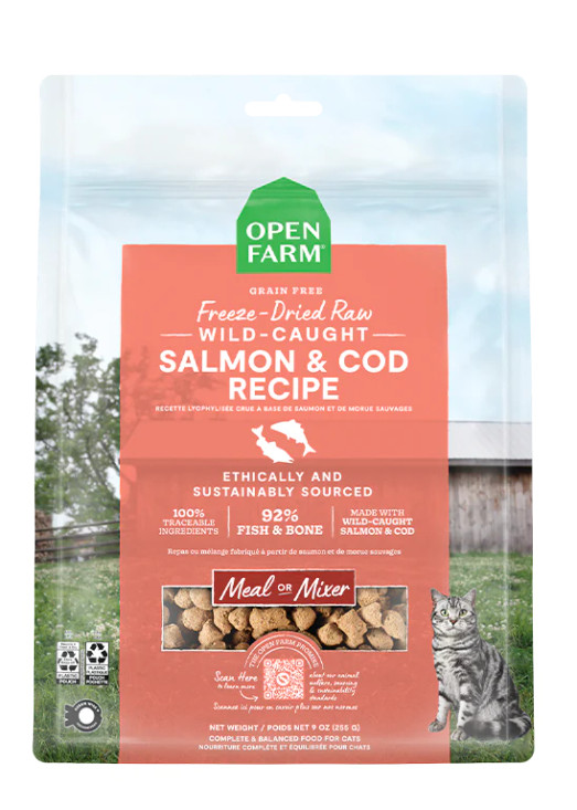 Open Farm Wild-Caught Salmon & Cod Freeze Dried Raw Cat Food 9oz