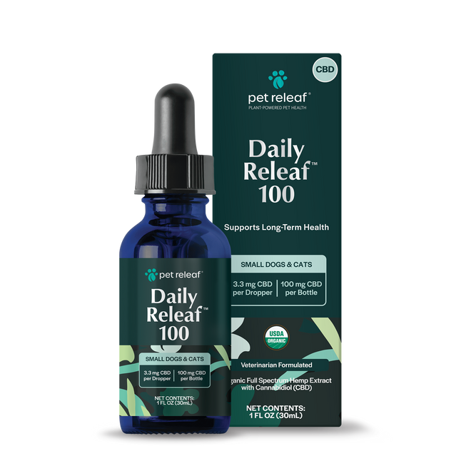 USDA Organic Daily Releaf 100mg CBD Oil For Small Dogs & Cats