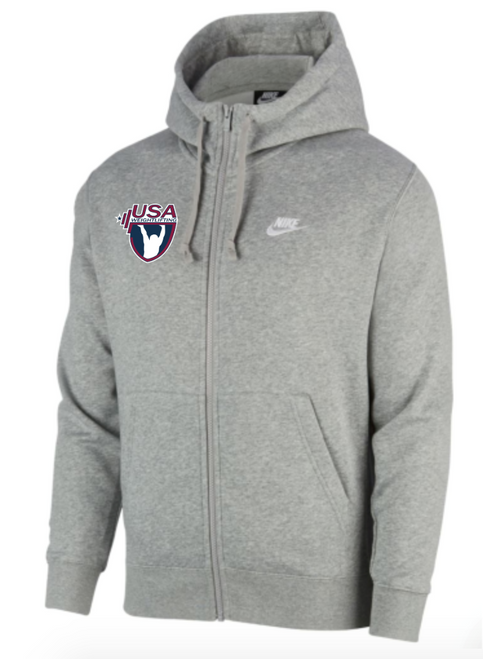 Nike Youth USAW Club Fleece Full Zip Hoodie - Heather Grey