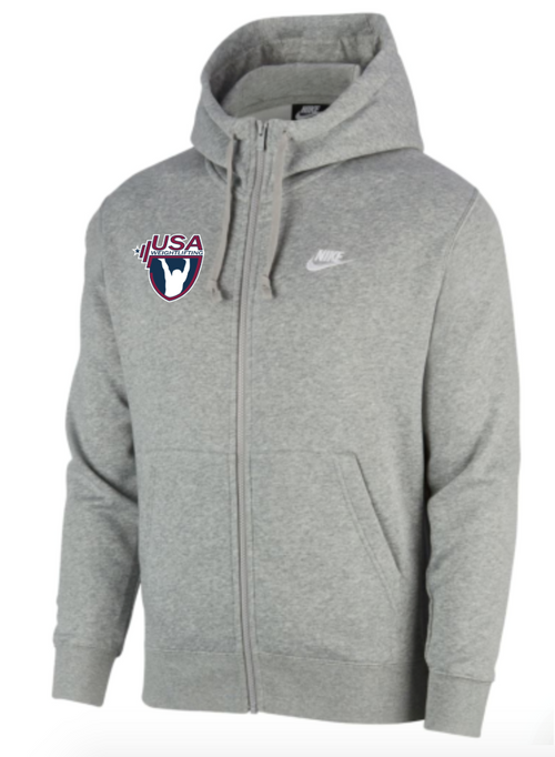 Nike Men's USAW Club Fleece Full Zip Hoodie - Heather Grey