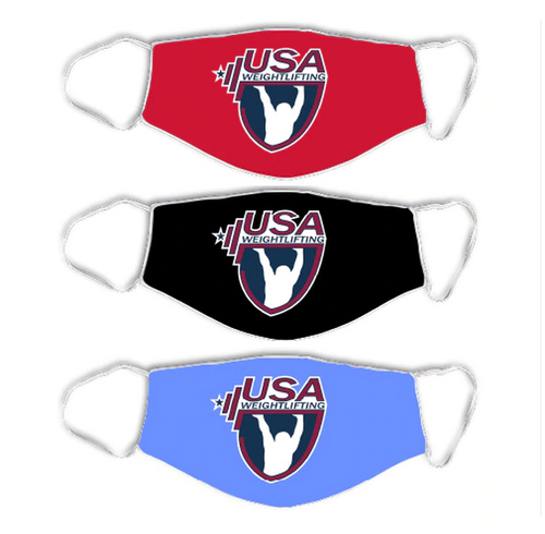 USA Weightlifting Non-Medical Face Covering 3 Pack - Red/Black/Light Blue