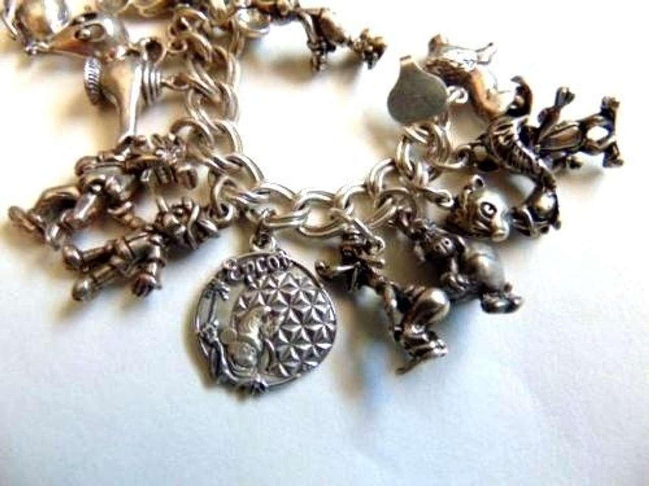 Sterling Silver Charm Bracelet Disney Mickey Mouse Mechanical