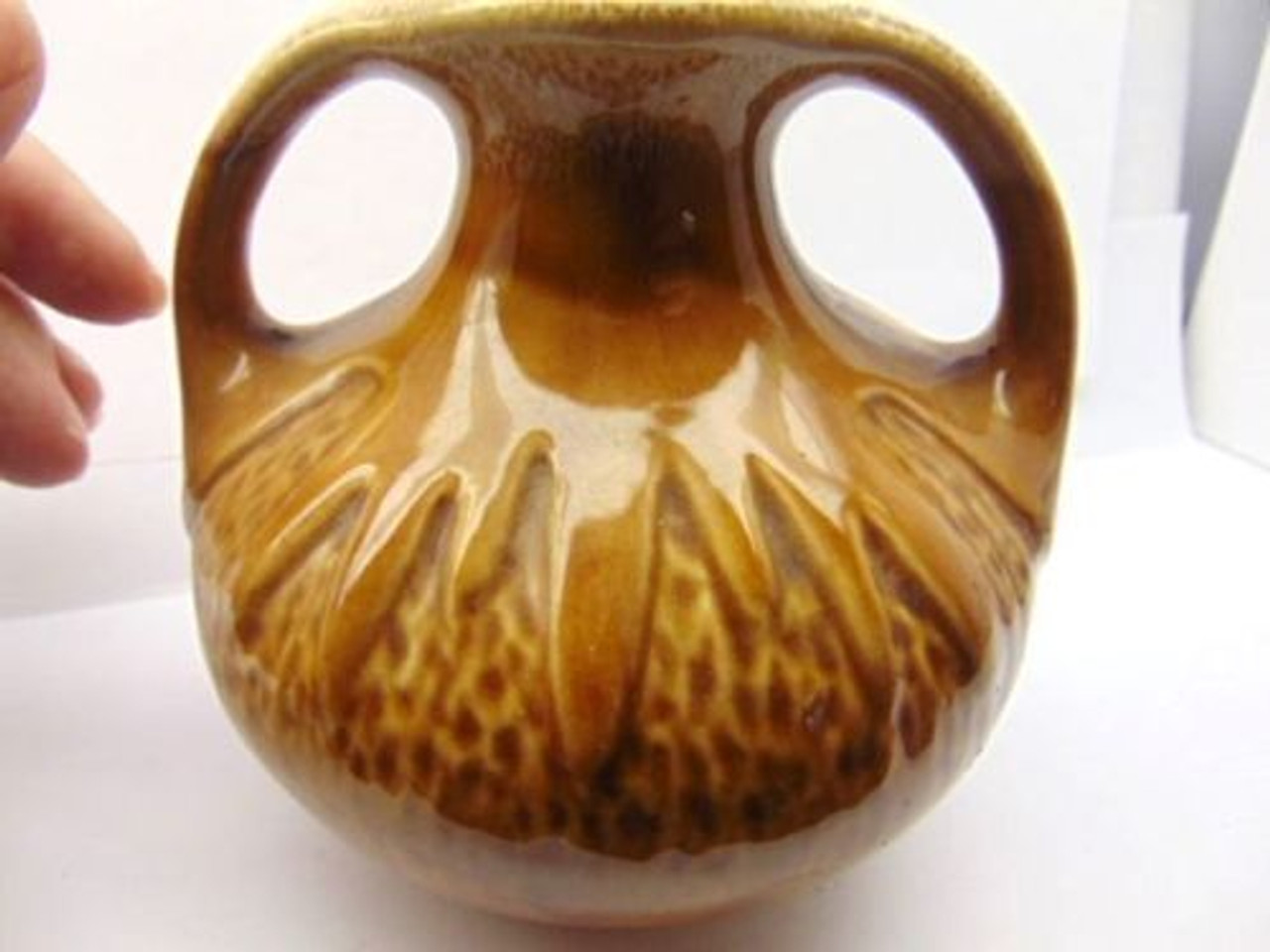 Double Handle Vase Drip Pattern Usa Mccoy Weller Hull Red Wing