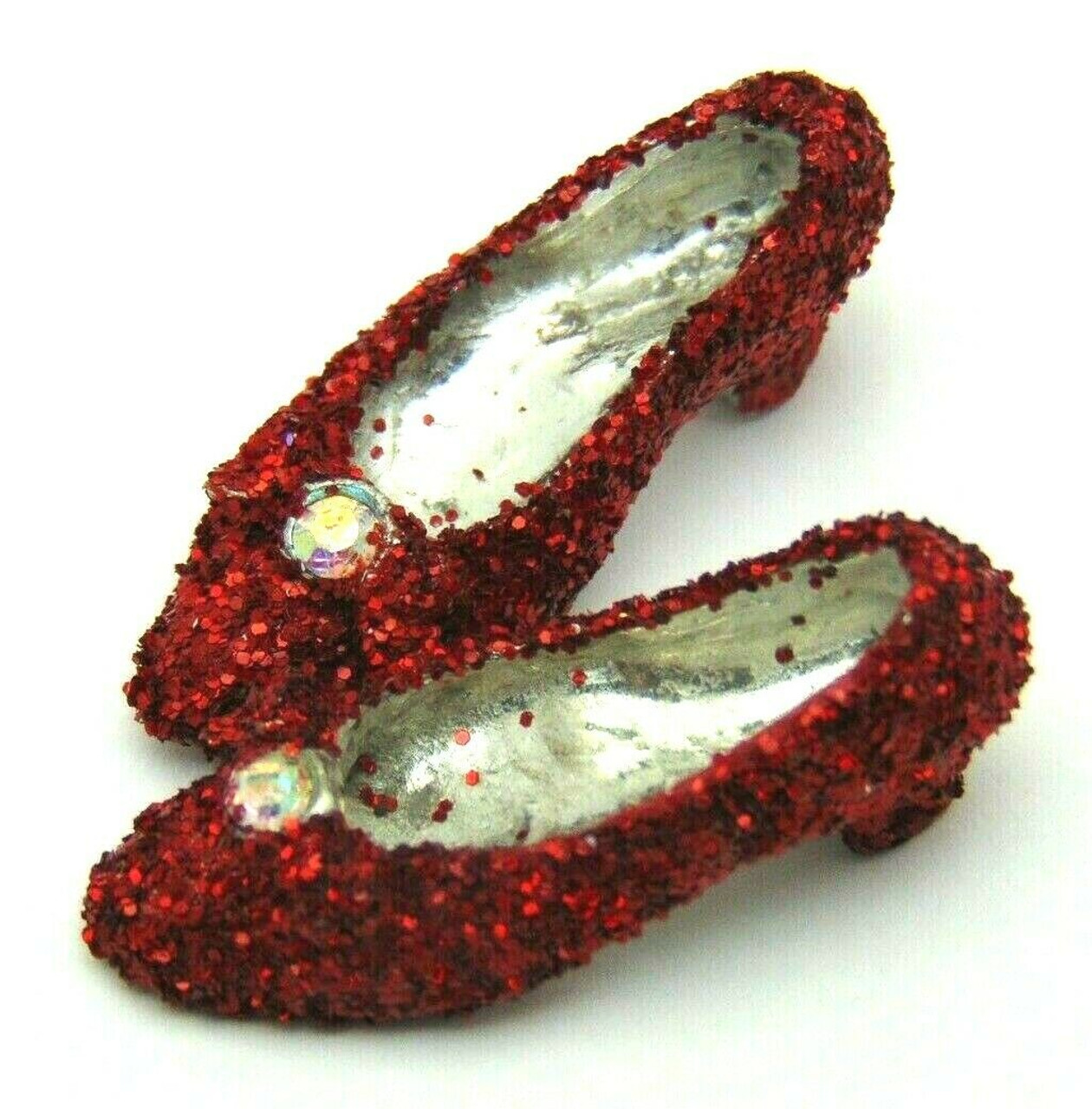 Dorothy Red Shoes Pewter Trinket Wizard of Oz Glitter Rhinestone DazzleCity