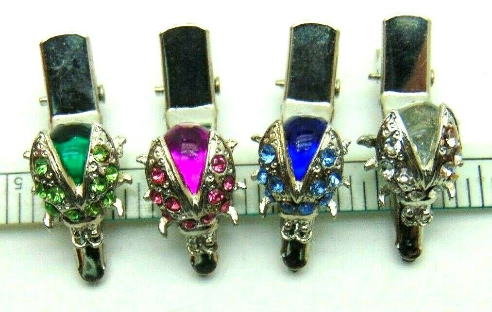 4 Ladybug Barrette Bugs Hair Clips Rhinestone Crystal DazzleCity display picture 1