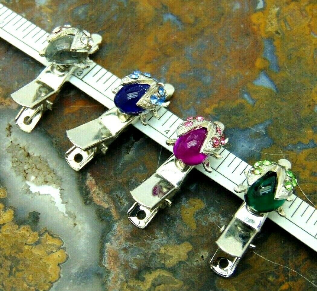 4 Ladybug Barrette Bugs Hair Clips Rhinestone Crystal DazzleCity display picture 2