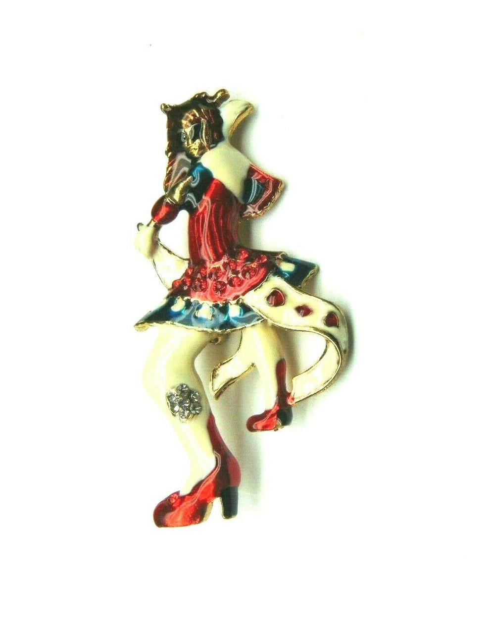 Jester Clown Pin Zelda Jokester Rhinestone Crystal Brooch