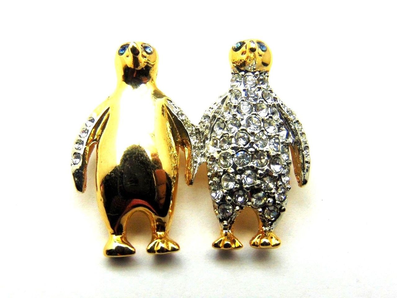 Gold plated Sterling Silver Brooch for Women with Parrot Couple