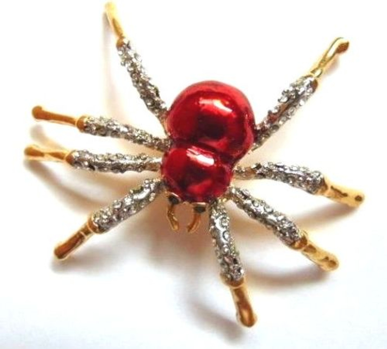 Fashion Red Spider Brooches For Women Men Crystal Rhinestone