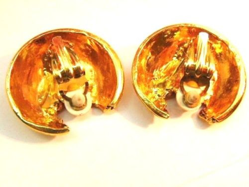 Boucles D'oreilles Vintage Sidney Carron - Clips Argenté En Acier Inoxydable - Occasion