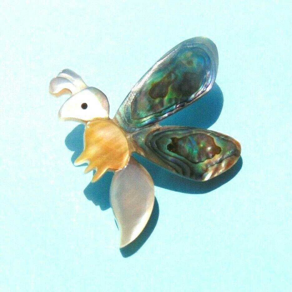 Abalone Shell Flower Brooch Pin Necklace Signed ALPACA MEXICO Silver