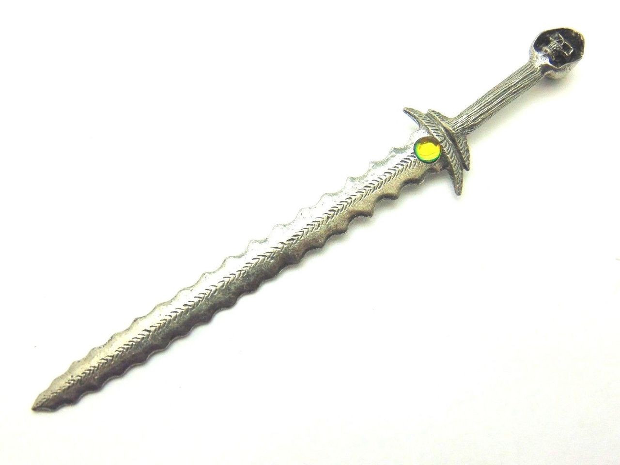 Vtg Skull Reaper Pewter Sword Letter Opener Rhinestone Signed 1996 Handle