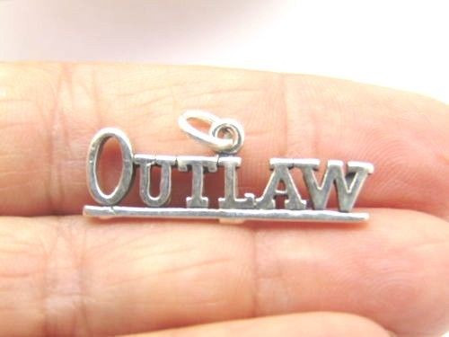 Outlaw Charm Sterling Sheriff Cowboy Biker Motorcycle Pendent