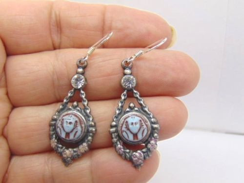 King Tut Earrings Rhinestone Crystal Egyptian Luxor