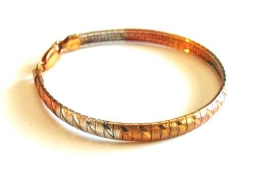 STERLING Silver TRI COLOR Bracelet ITALY Copper Gold Lobster Clasp