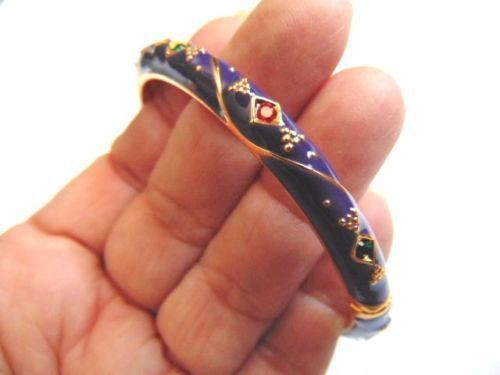 JOAN RIVERS Purple Enamel Hinged Bangle Bracelet Signed