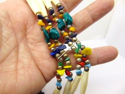 Choker Leather Bone Hairpipe Necklace Colorful Beads