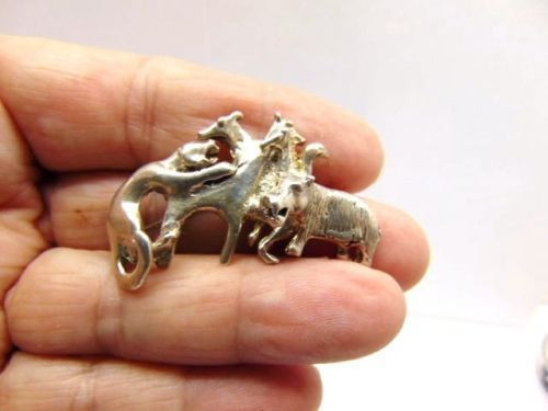 Giraffe Lion Zebra Hippo Sterling Pin African Brooch Safari