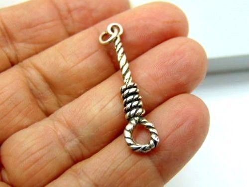 Lariat Rope Charm Sterling Western Hangman Sheriff Cowboy