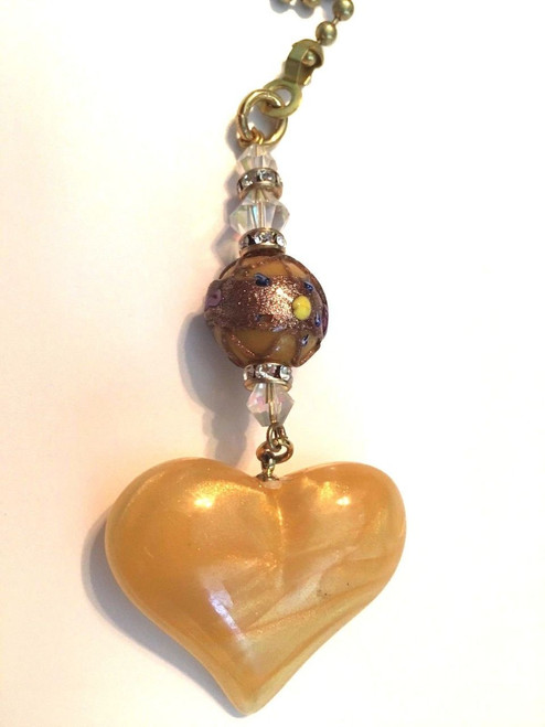 Lucite Heart Ceiling Fan Light Pull Crystal Venetian Wedding Cake Bead