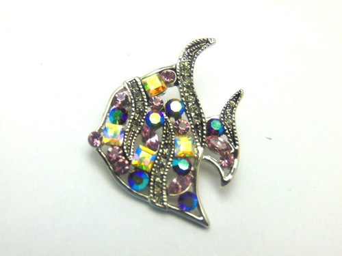 Angelfish Tang Fin Pin Brooch Rhinestone Crystal Angel Fish