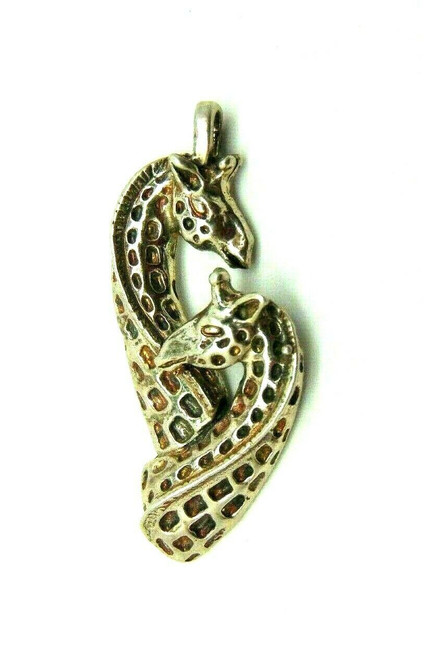 Giraffe Charm Sterling Silver Pendant 2 Double USA DazzleCity