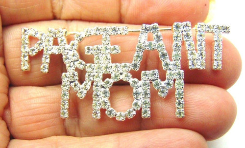 Pageant Mom Pin Brooch Rhinestone Crystal Tiara Crown Beauty Contestant