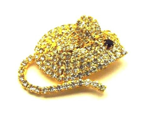 Mouse Mice PIN Rodent Cheese RHINESTONE RAT Brooch