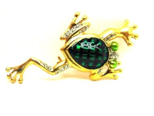 Frog Pin Toad Bullfrog Rhinestone Crystal Tree Leaping Legs DazzleCity