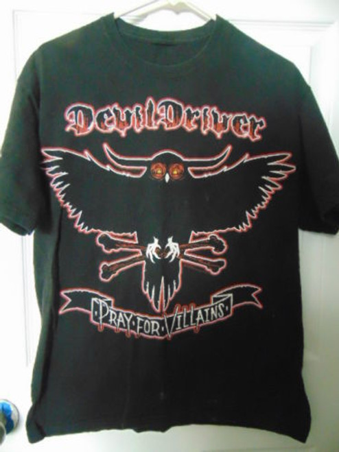 Devil Driver Pray for Villians T-shirt Black SUMMER TOUR 2009 Worn ADULT Sm