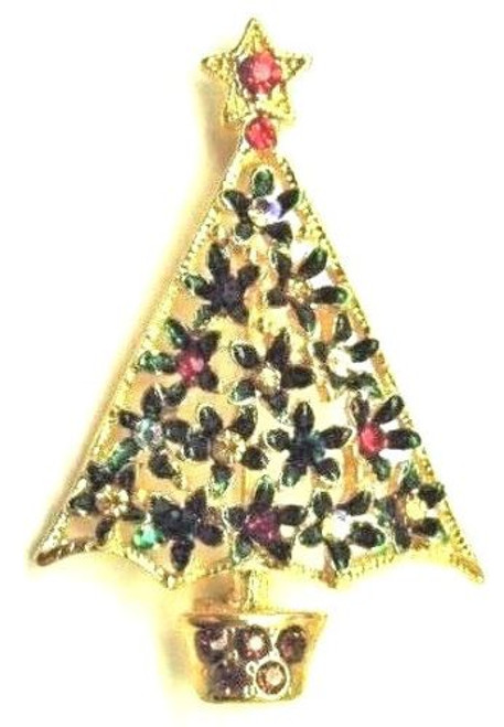 Christmas Tree Pin Brooch Star Ornament Flower Poinsettia