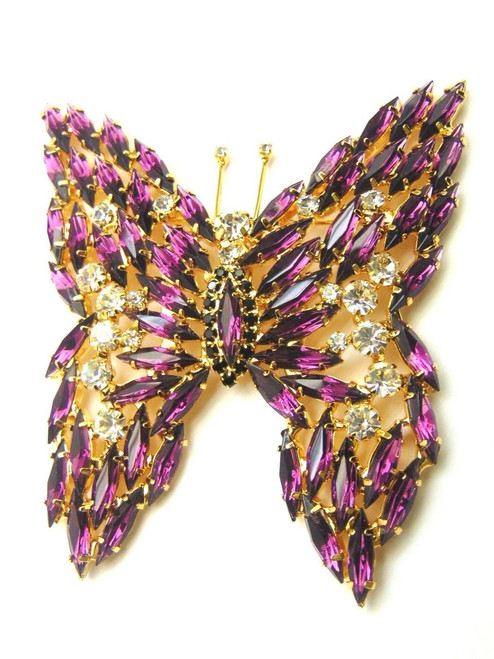 Butterfly Brooch Pin  Amethyst Rhinestone Crystal DazzleCity