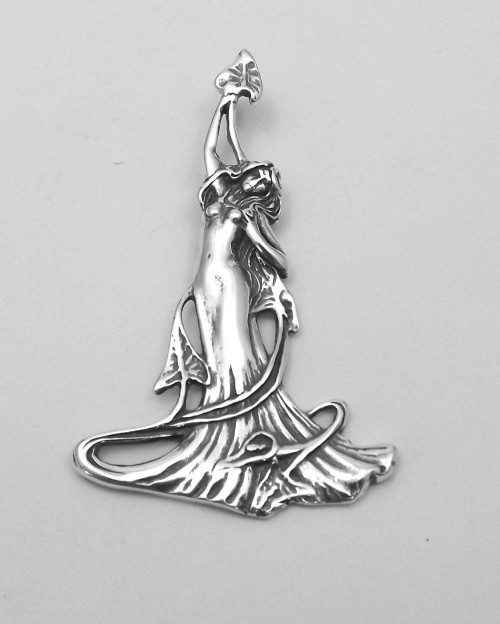 Fairy Sterling Gypsy Necklace Maiden Signed ART NOUVEAU Princess