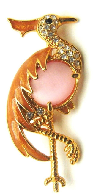 Flamingo Crane Pin Bird Pink Optic Glass Rhinestone Crystal Brooch DazzleCity
