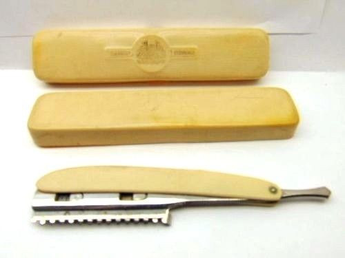 RARE Durham Duplex Straight Razor Ivory Celluloid Case Barber