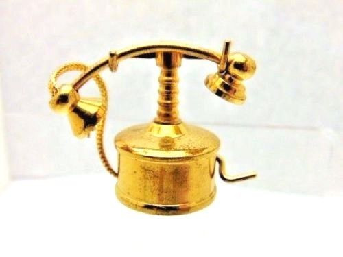 French Telephone Miniature Brass Mechanical Royal Art Signed Progen