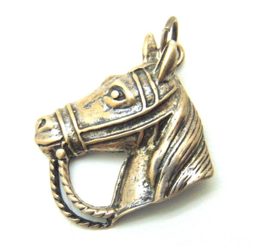 Horse Charm Sterling Pendant Harness Halter Signed Derby Race