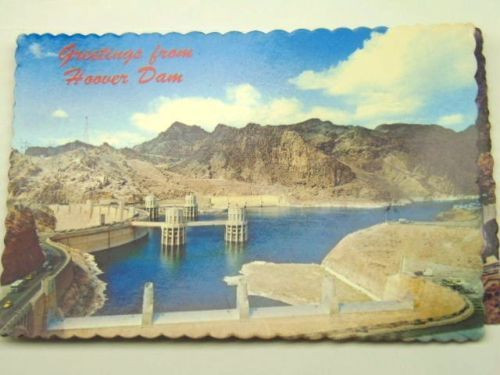 4 Views Boulder Hoover Dam Vintage Postcards Lake Mead Lot Outflow Tubes 1976