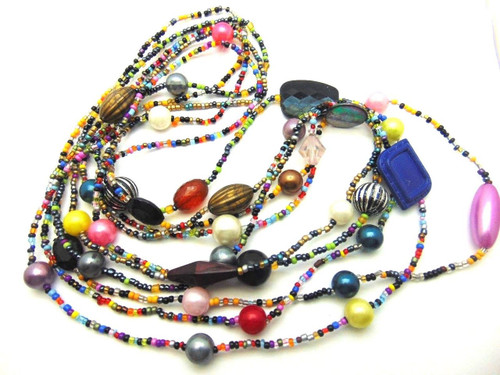 5 Strands Tiny Seed Bead Necklace Asst Beads Findings Graduated Sizes 24 - 30"