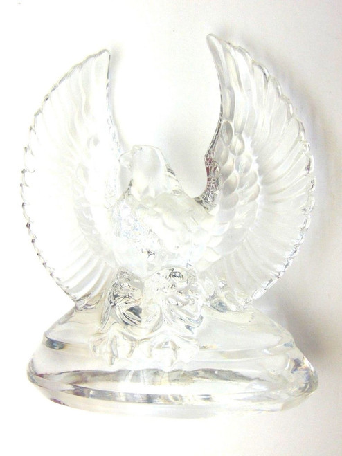 Vtg Crystal Glass Eagle Spread Wings Paperweight Figurine Paul Sebastian?