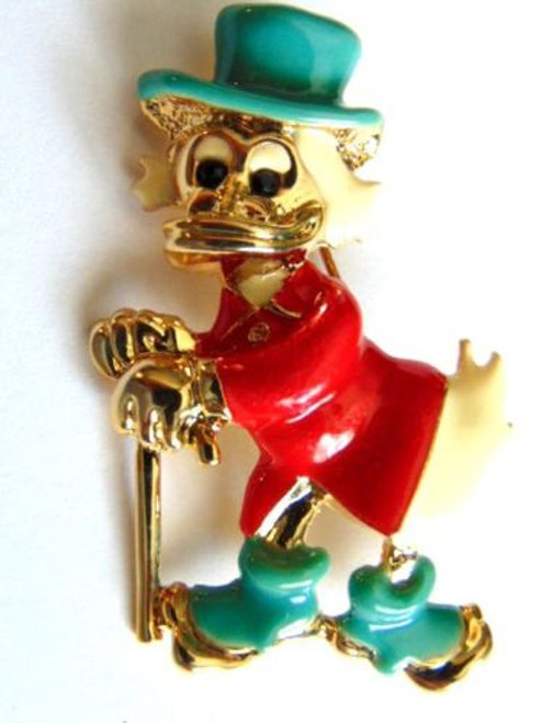 Vintage Pin Duck Top Hat Cane Scrooge McDuck Brooch