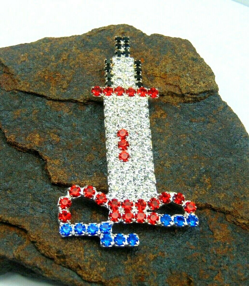 Lighthouse Pin Light House Rhinestone Crystal Brooch Keeper DazzleCity