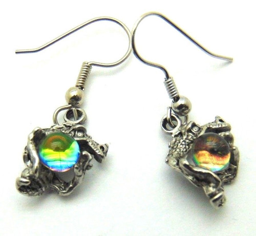 Dragon Pierced Earrings Serpent Silver Swarovski Crystal DazzleCity