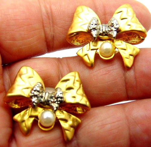 Bow Earrings Christmas Bow Rhinestone Crystal Pierced DazzleCity