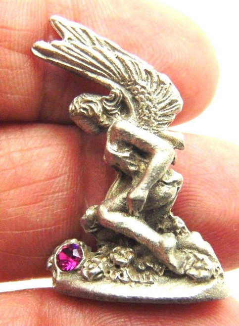 Pewter Fairy Angel Trinket Figurine Rhinestone Vanity