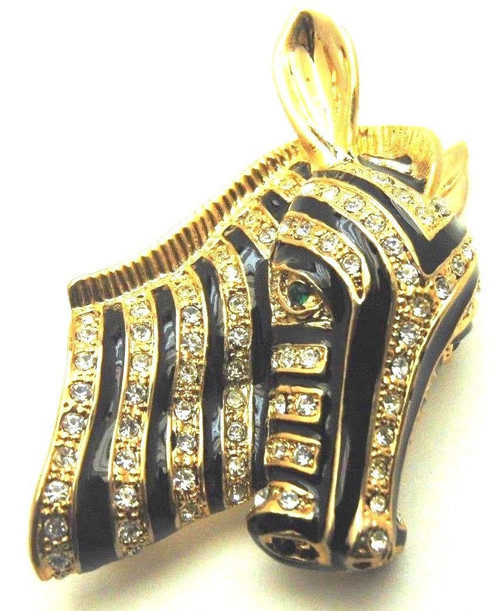 Zebra Pin 3-d Brooch Rhinestone Crystal Africa