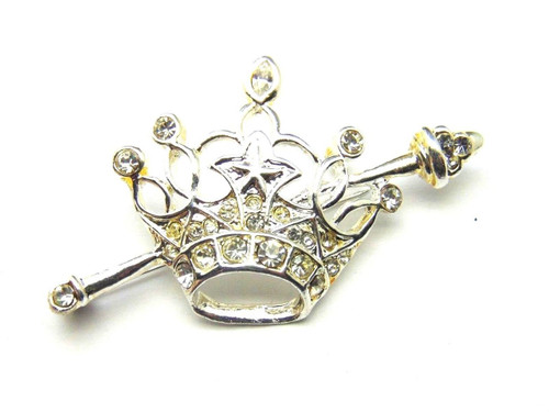 Crown Scepter Pin Brooch Star Rhinestone Crystal Beauty Pageant