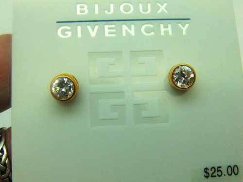Vtg Bijoux Givenchy Stud Earrings Pierced Cubic Zirconia Post Chic DazzleCity