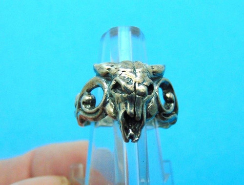 Skull Steer Ring Sterling Silver Cow Ranch Long Horn DazzleCity