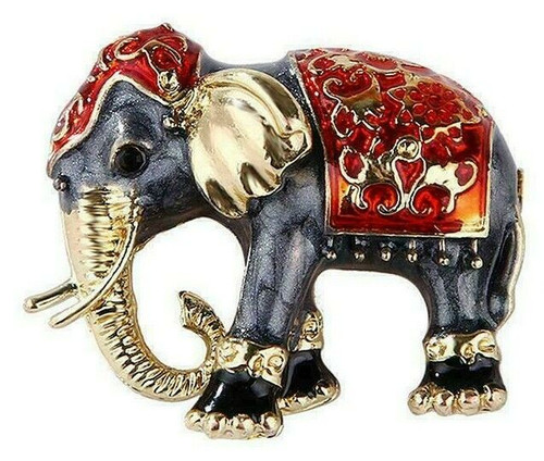 Indian Elephant Pin Trunk Circus Brooch DazzleCity